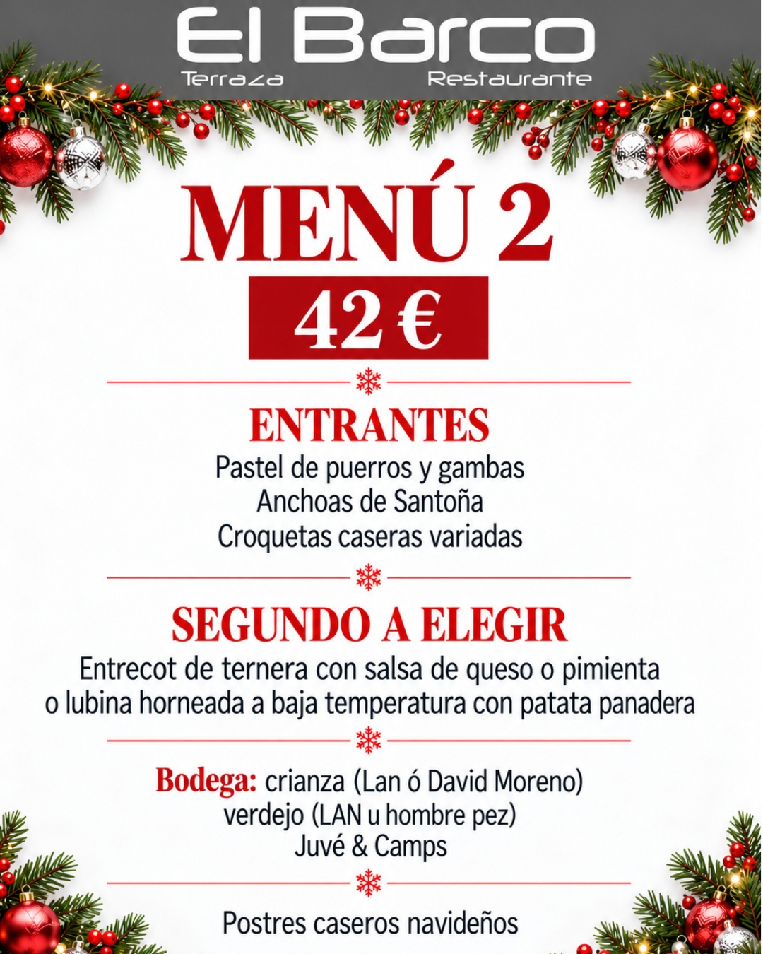 Menú 2 · 42 €. Amplía la imagen para consultar el detalle.