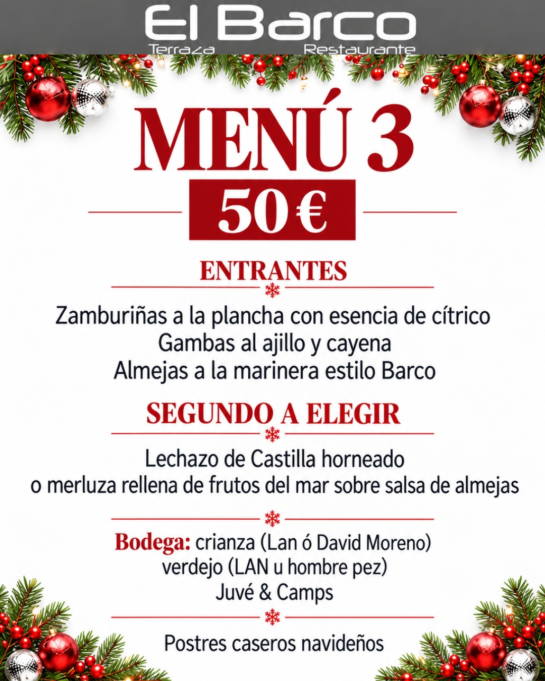 Menú 3 · 50 €. Amplía la imagen para consultar el detalle.